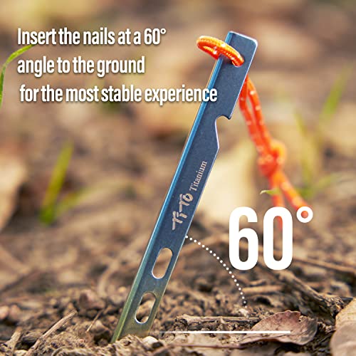 Tito 6 Pack Titanium Tent Stakes 10X10X160Mm V-Shaped Windproof Tent Nail Pegs With Carrying Pouch For Camping, Hiking, Gardening And Canopy (Colorful,10X160Mm) #TOP4