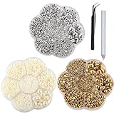 9437Pcs ABS Half Round Pearls Flatback Pearl Beads with Self Adhesive Resin Rhinestone Picker Pencil