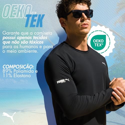 PUMA Camiseta Térmica Manga Longa Proteção UV50+ Fio LYCRA® Adulto Masculino, Preto - 550, G