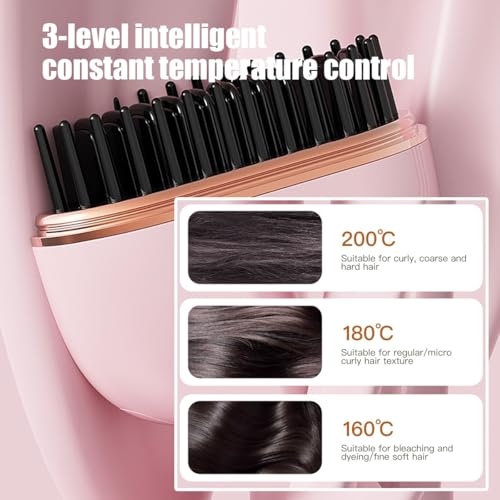Mini plancha de pelo y peine inalámbrico portátil 2 en 1 miniatura 3