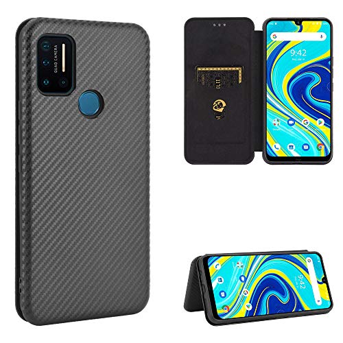 Capas de telefone de fibra de carbono de carbono para UMIDIGI A9 Pro capa com protetor de tela carte