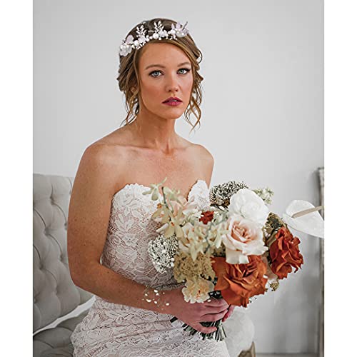 Didder Flower Tiaras For Girls, Flower Girl Headband Headpiece Tiaras For Women Flower Crown Tiaras And Crowns For Women Crystal Pearl Flower Tiara Hair Vine Wedding Hair Accessories For Bride #TOP6