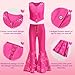 ZapLute Costume Hot Pink Disco Outfits for Halloween Birthday Party Cospla Cowgirl Costume Set Kids Disco Outfits Movie Dress up