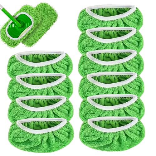 SMELEYOU Paquete de 10 Almohadillas Reutilizables para fregona, paños de Microfibra de Lana Coral, Lavables a máquina, paños para Fregar en seco/húmedo