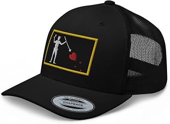NG Blackbeard Pirate Flag Curverd Bill Embroidered Trucker Hat Mid Crown Adjustable Cap