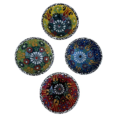 Colorful Ceramic Bowls Set Of 6, Small Dipping Bowls,Soy Sauce Dish, Cooking Prep & Charcuterie Board Bowls,Multicolor Handmade Decorative Serving Dishes (3 Oz - 3.2’’) (4 Bowls, 1, Count) #TOP5