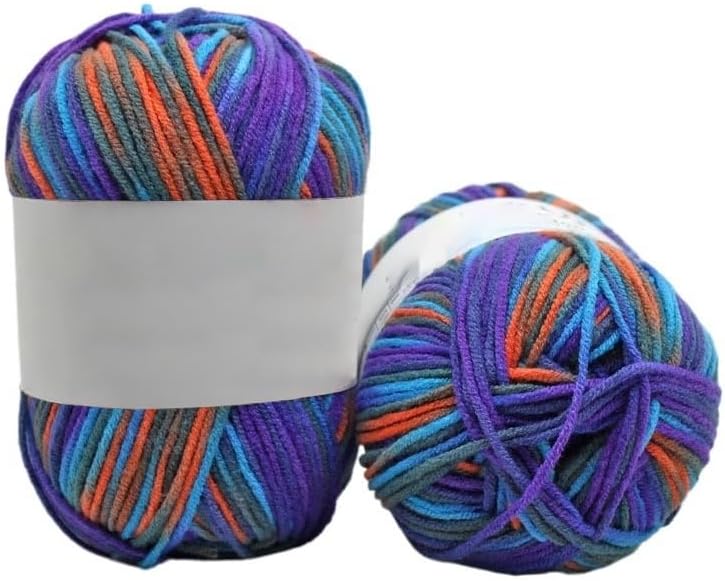 5 Rolls 50g Variegated Cotton Yarn for Crocheting 4-Ply Hand Knitting Blend(8)