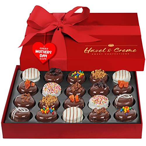 Hazel & Creme Chocolate Covered Cookie Gift - 20 Pcs - Mothers Day Gift Basket - Anniversary, Thank You, Birthday, Holiday Food Gift - Chocolate Gift Box