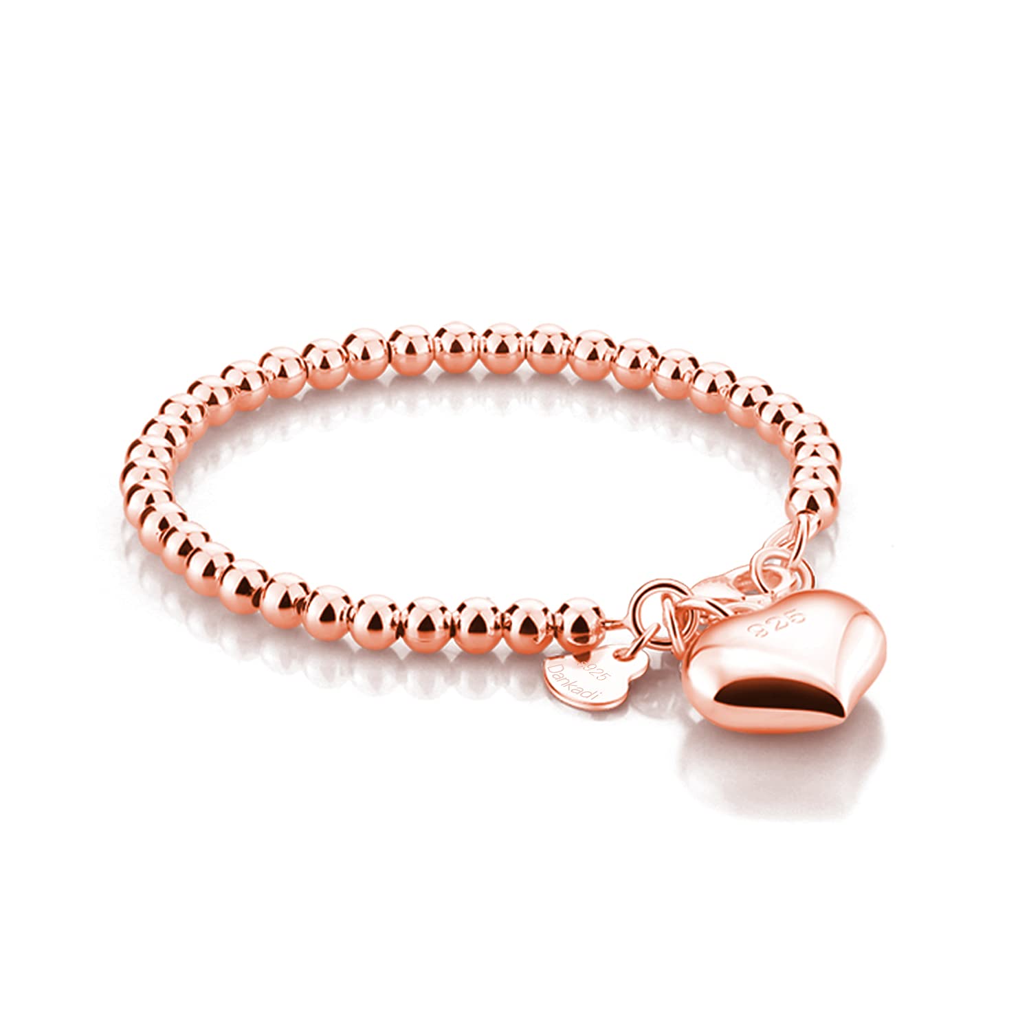 H&amp;Beautimer 925 Sterling Silver 4-10MM Ball Chain Bracelet For Women's - Italian Handmade Bead Chain Bracelet 5''5.7''6.3''6.7''7.5''8''8.3''8.5''9 Inch Rose Gold Party Jewelry