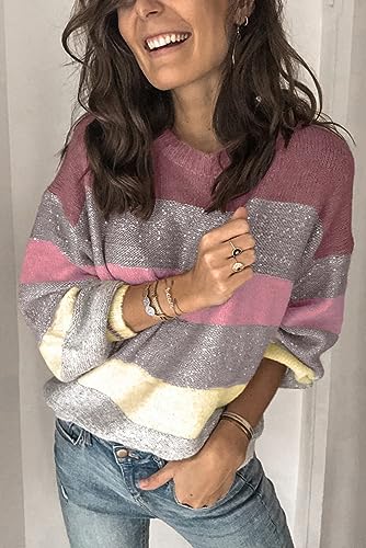 Image of ANCAPELION Women's Casual Sweater Pullover Winter Basic Sweatshirt Long Sleeve Cozy Knitted Jumper Tops Loose Fit