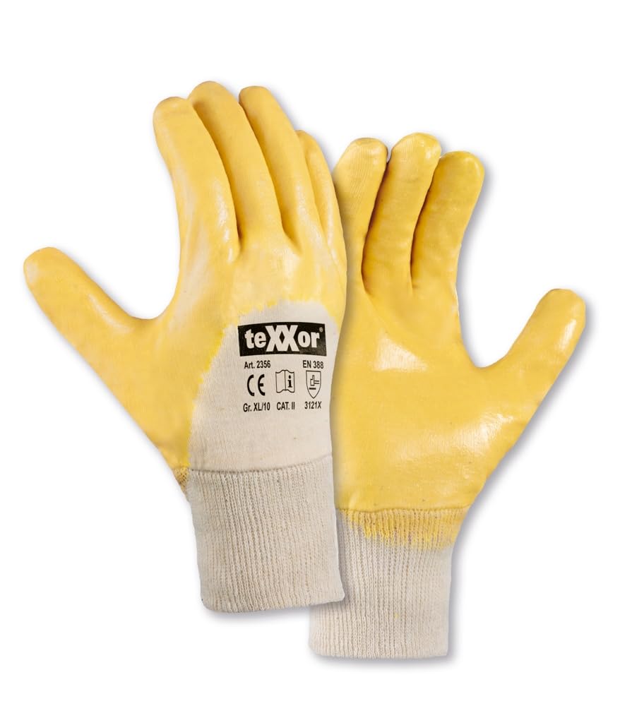 12 Paar Nitril-Handschuhe Gelb – Gr. M, EN388 Cat.2, Leicht Und Robust
