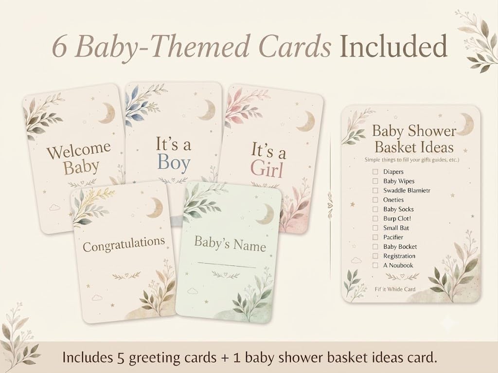Large Empty Baby Shower Basket Kit with Cotton Rope Basket & Gift Bag