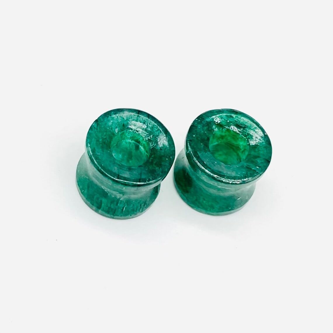 Natural Green Aventurine Gemstone Ear Tunnels Plugs – Handmade Stone Gauges for Stretched Ears – Organic Crystal Double Flare Body Piercing Jewelry – Unisex Men Women Gauged Earrings