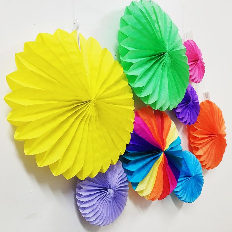 11 Pièces Papier Decoration, Évantail En Forme De Fleur Décoration Ventilateur De Papier Suspendus Anniversaire Mariages Bébé Baptême Festival Carnaval Fête