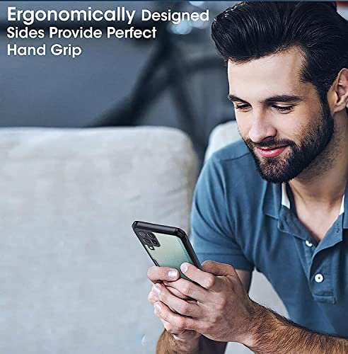 Image of Shockproof Back Cover Case for Samsung Galaxy A22 4G | 360 Degree Protection | Protective Design | Eagle Transparent Back Cover Case for Samsung A22 4G (PC, TPU | Black)