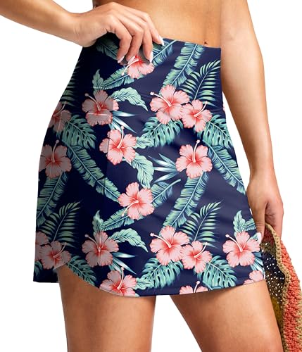 Image of SANTINY Women's 17'' Long Swim Skirt with Pockets High Waisted Modest Tummy Control Swimsuit Skirt Bathing Suit Bottoms