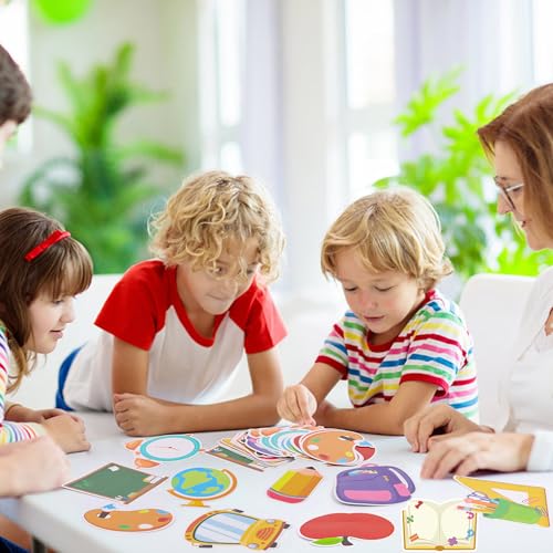 FOIMAS 60pcs Back to School Cutouts, School Bus Pencil First Day of School Paper Cutouts Classroom Bulletin Board Decoration for Teachers Appreciate Graduation Classroom Party Decor - Image 6