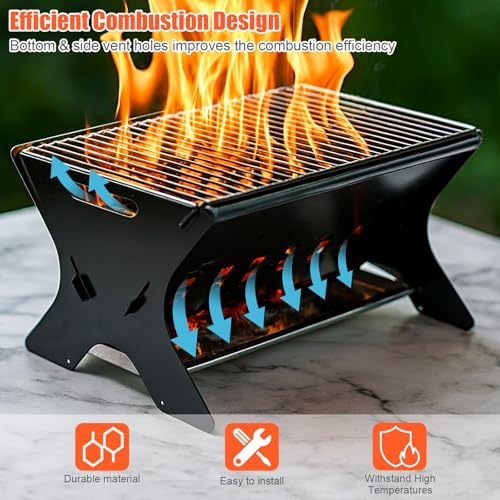 GFTIME Tragbarer gasgrill mit Stecksystem, Gas & Holzkohlebetrieb – Inkl. Tragetasche, Mobiler Steck-Gasgrill, Perfekt für Camping, Garten, Balkon, Outdoor