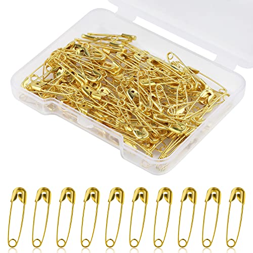 19 mm Imperdibles, 120 Piezas Pequeños Mini Imperdibles de Metal Safety Pins para Ropa Etiquetas Hijab Manualidades Acolchado Vestido Dijes Fabricación de Joyas (Dorado)