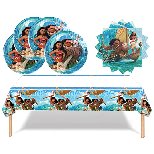 Moana Party Supplies 20 Plates 20 Napkins 1 Tablecloth Birthday Party Moana Themed Party Supplies Set