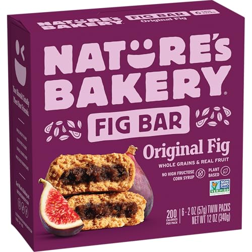 Image of Nature's Bakery Whole Wheat Fig Bars, Original Fig, Real Fruit, Vegan, Non-GMO, Snack Bar, 1 box with 6 twin packs (6 twin packs)