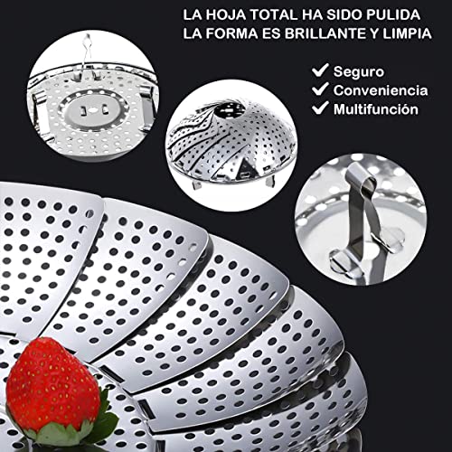 Miniatura 3 de Cesta De Vapor Plegable De Acero Inoxidable, Cestillo Para Cocinar Al Vapor, Vaporera Extensible Para Olla, Ideal Para Verduras, Frutas, Carne Y Mariscos, Grande 18 Cm A 29 Cm