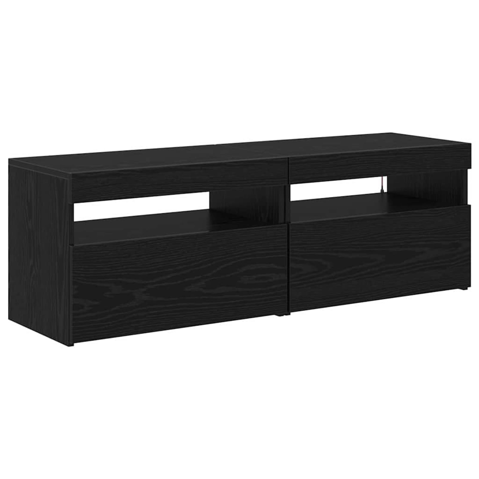 Gecheer TV-Schrank 2er Set, Eiche Optik mit LED Beleuchtung und viel Stauraum, Moderne Lowboards aus Holzwerkstoff Fuer Wohnzimmer und Media Center Einrichtung