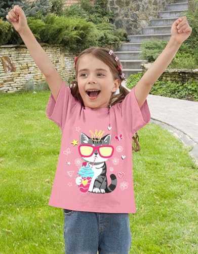 Image of Toddler Girls Clothes T-Shirt Short Sleeve Graphic Tee Cartoon Dinosaur 2-6T Girl Shirt Summer