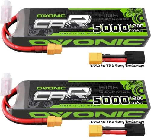 OVONIC 3S LiPo Battery 11.1V 5000mAh 120C with XT60 and TRA Plug Perfect Match RC Car RC Truck...
