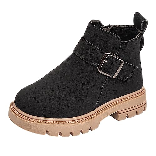 Generisch Botas cortas de invierno para niñas, para niños grandes, suela suave, cómodas botas de algodón de felpa para uso diario, Negro , 32 EU