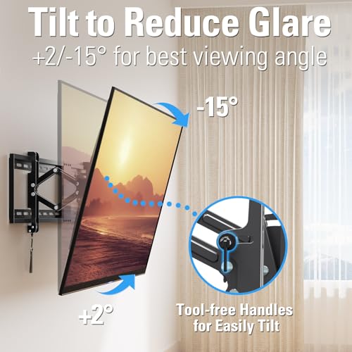 Mounting Dream Advanced Tilt TV Wall Mount for Most 42-90 Inch Flat and Curved Television, Universal Mount Bracket with Extension up to 7 inch, Fits 16", 24", 32" Studs, Max VESA 800x400mm and 120LBS by Mounting Dream - Image 2