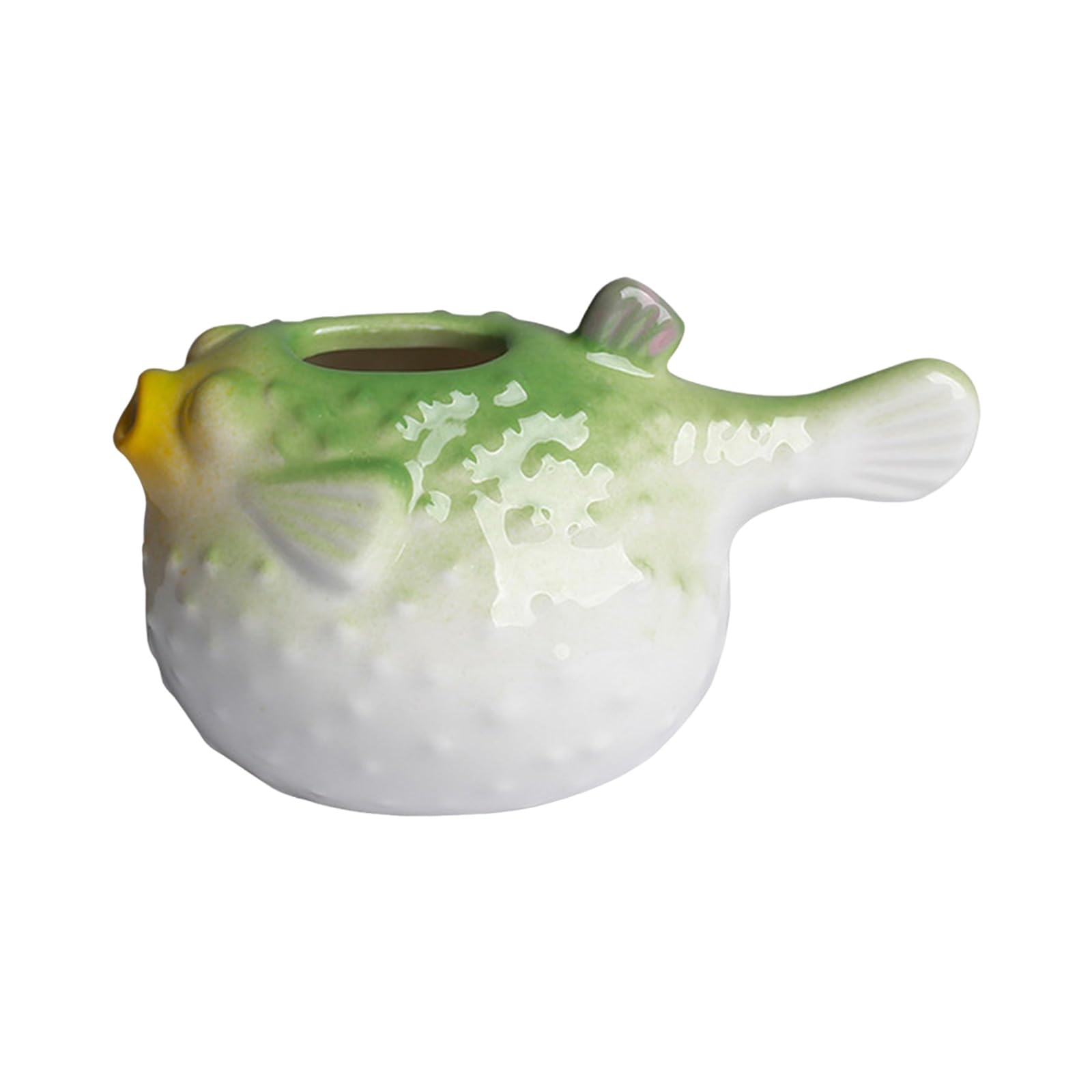 carotoe Shape Ceramic Planter Vase Pufferfish Design Small Succulents Pots for Desk Table Shelf Windowsill and Home Decors Display Windowsill Flower Pots