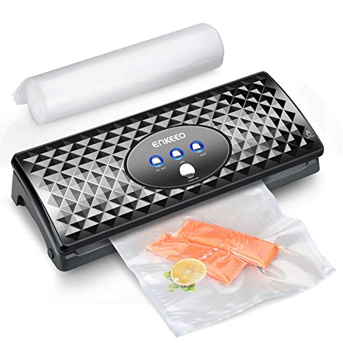 ENKEEO Vakuumiergerät für Trockene und Feuchte Lebensmittel Vacuum Sealer & Versiegelungssystem, 30cm lange mit 10 Folienbeuteln und Vakuumröhre