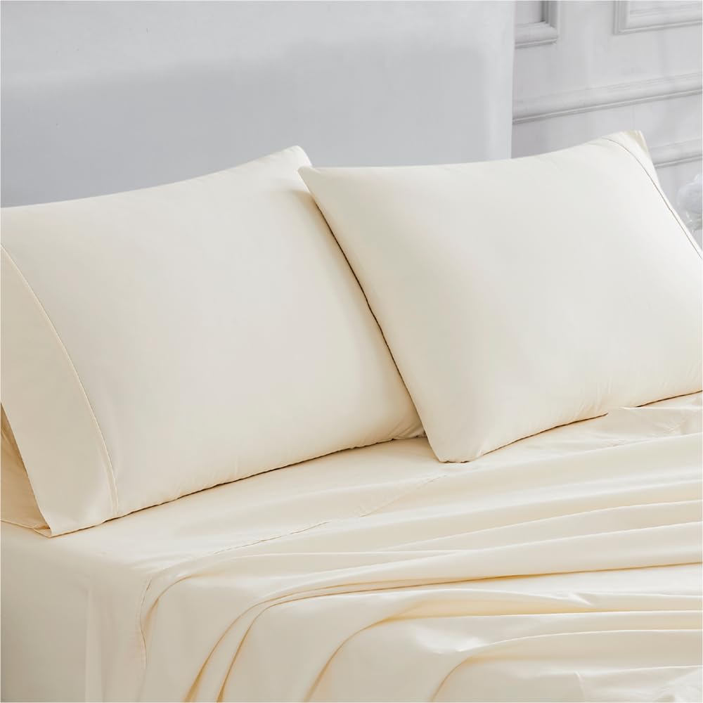 Linen Closet 400 Thread Count Ultimate Cotton Percale Standard Pillowcases, Set of 2, Ivory