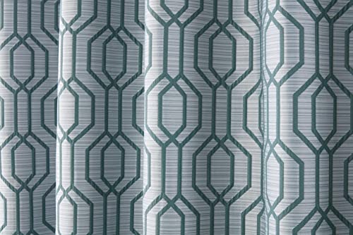 Sundour Dakota Green Geometric Fully Lined Eyelet Curtain Pair 90x72, W 90.2" x L 72" (1 Panels) - Image 3