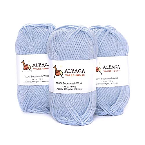 Conjunto de 3 novelos de lã 100% pura (150 gramas) peso DK – originário diretamente do Peru – celest