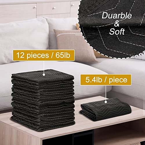 Zeny Heavy Duty Thick Moving Blankets 12 Pack Quilted Moving Pads Packing Blankets, 72 X 80’’(65Lb/Dz) Professional Quilted Shipping Furniture Blankets Pads For Moving And Storage #TOP3