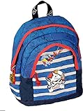 Artikelbeschreibung Bedruckter Kinderrucksack von Capt'n Sharky mit Applikationen und aufwändigem Metall-Button. Mit abnehmbarem Brustgurt. Für Freizeit und Kindergarten. Maße: ca. 20 x 25 x 10 cm Außen- und Innenmaterial: Polyester