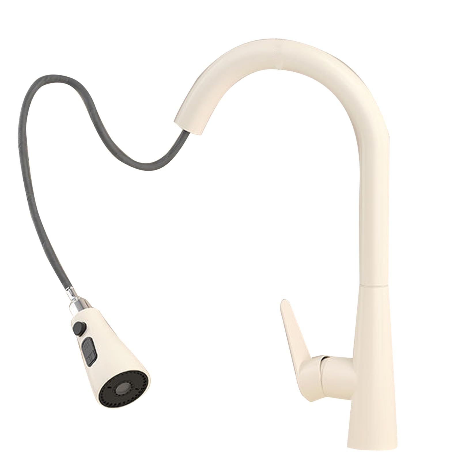 JRUIA Creamy Style Pull Out Kitchen Faucet, Two Water Outlet Modes, Hot And Cold Water Supply, 360° Swivel Brass Aucet,B