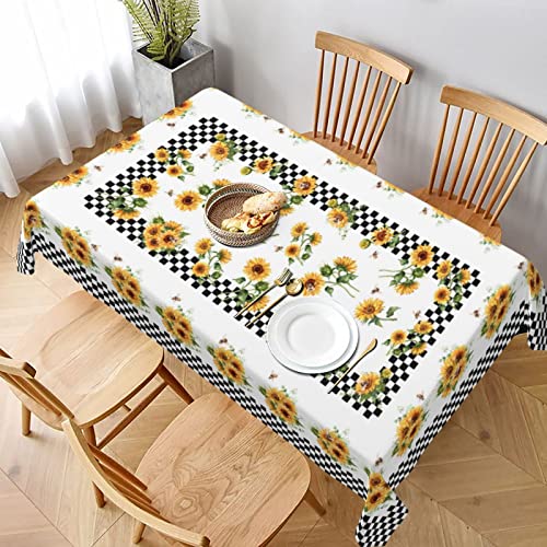 Mutakin Sunflower Tablecloth Rectangle Table Cloth Washable Rustic Checkerboard Rustic Table Cover For Decoration Kitchen Dining Room 60X90 Inch #TOP5