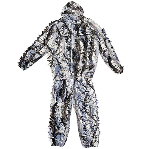 XHBL Sniper Bionic - Traje de camuflaje para hombre, diseño de hojas de arce 3D, color blanco y negro, para caza de nieve