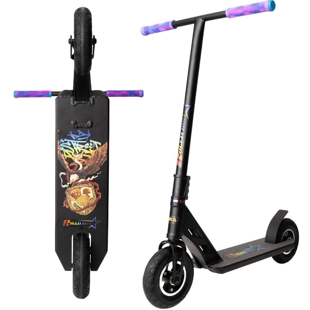 NKD Trottinette Stunt Bullit Dirt | Roues gonflables 200 mm | Aluminium 6061 Durable | Conçue pour Durer | Roulements ABEC-9 | Guidon Rotatif à 360°