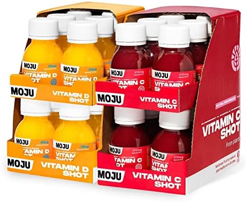MOJU Vitamin D Shots - 12x60ml, 396% RI of Vitamin D3 in Every Shot, Natural Ingredients, No Added Sugars or Sweeteners, Vegan