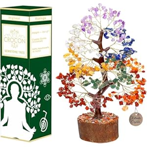 Seven Chakra Crystal Tree Birthday Gifts for Women & men, Crystal Tree of Life Sister birthday gifts Home Decor Healing Crystals Gifts for Mom Positive Energy New Home House Warming Gift Women