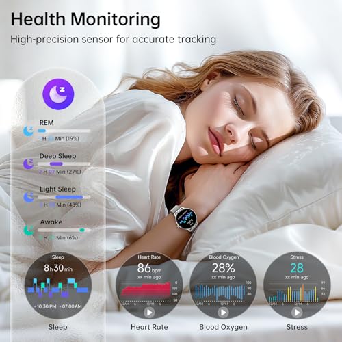 Smart Watch for Women, 1.27" HD AMOLED Smartwatch with Answer/Call for iPhone/Android/Samsung, Fitness Tracker with 120+ Sport Modes, Heart Rate/Sleep/Health Monitor, IP68 Waterproof by Yoever - Used condition - Image 4