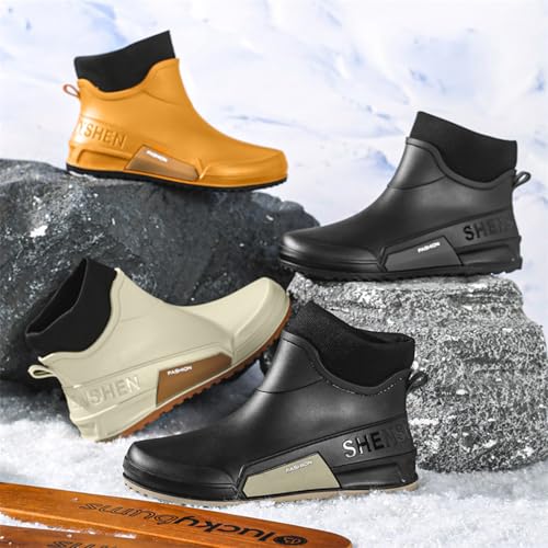 LOIJMK Gummistiefel Herren Gefüttert Regenstiefel Regenschuhe Halbhoch Arbeitsstiefel Wasserdicht Garten Stiefel Winter Stiefeletten Rain Boots Gartenschuhe Schlupfstiefel Sicherheitsstiefel