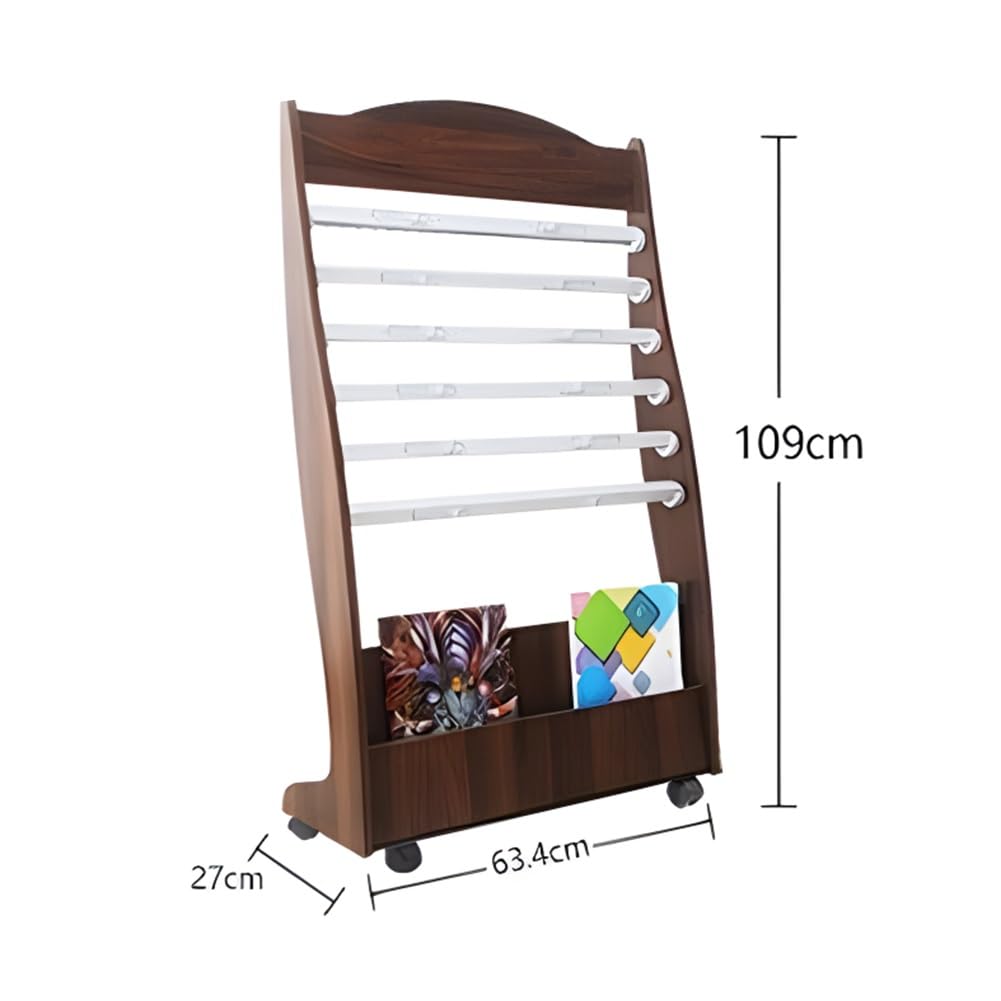 Organizzatore di Materiale Promozionale da Pavimento, Piccolo Porta giornali in Legno, Porta riviste Indipendente, per Banche, biblioteche, uffici (H-63,4x27x109cm)