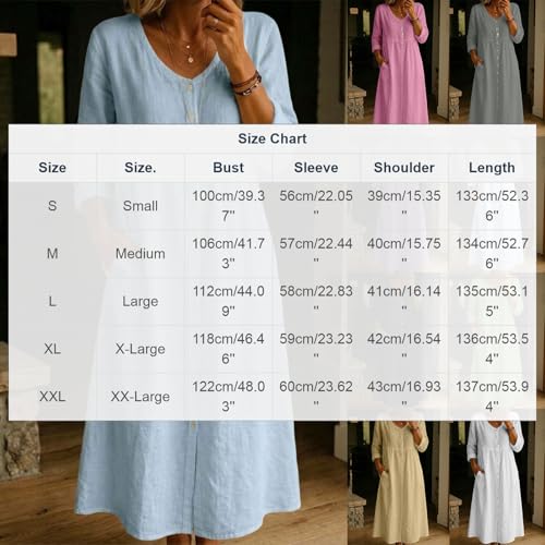 Robe longue en lin et coton d'été chic et ample avec poches