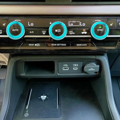 Image of for Honda 2026 Passport Interior Accessories, Aluminum Alloy one-Button Start Cover /Ring, air Conditioning knob, 5-piece Set (Light Blue)