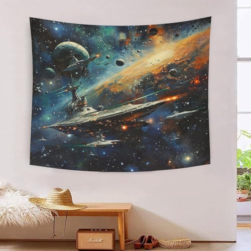 Tapisserie vaisseau spatial 3D pour relooker un mur vide sans peindre 180x230